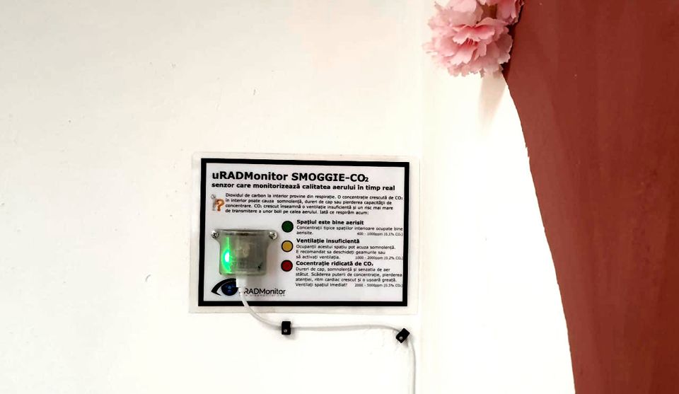 uRADMonitor SMOGGIE-CO2 in a classroom